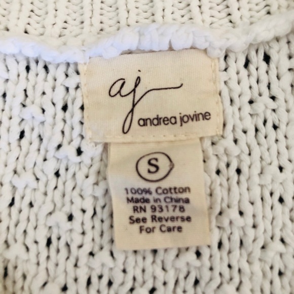 Andrea Jovine Sweater Vest White Knit Preppie Hippie Boho - Picture 4 of 4